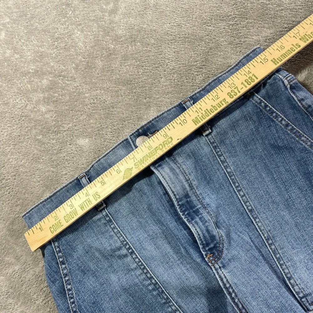 Express Jogger Jeans Womens 10 Medium Blue High Rise Snap Ankle Utility Patch
